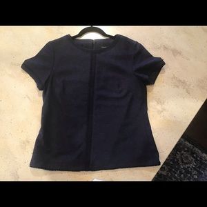 Banana Republic navy and black wool lined top